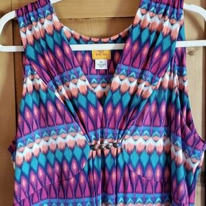 Ruby Rd Colorful Sleeveless Maxi Dress sz XL EUC